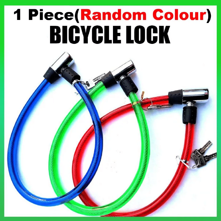 Keyed Coiled Cable Bike Lock With 2 Keys Flexible Steel for Bicycles Scooters Skateboards Strollers Lawnmowers