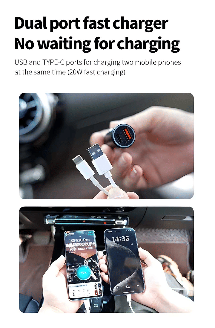 Mini Car Charger Adapter 20W GPS Tracker Works with Apple Find My MFi iOS USB Type C Cigarette Lighter Hidden Locator Smart Tracking Tool AP200