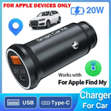 Mini Car Charger Adapter 20W GPS Tracker Works with Apple Find My MFi iOS USB Type C Cigarette Lighter Hidden Locator Smart Tracking Tool AP200