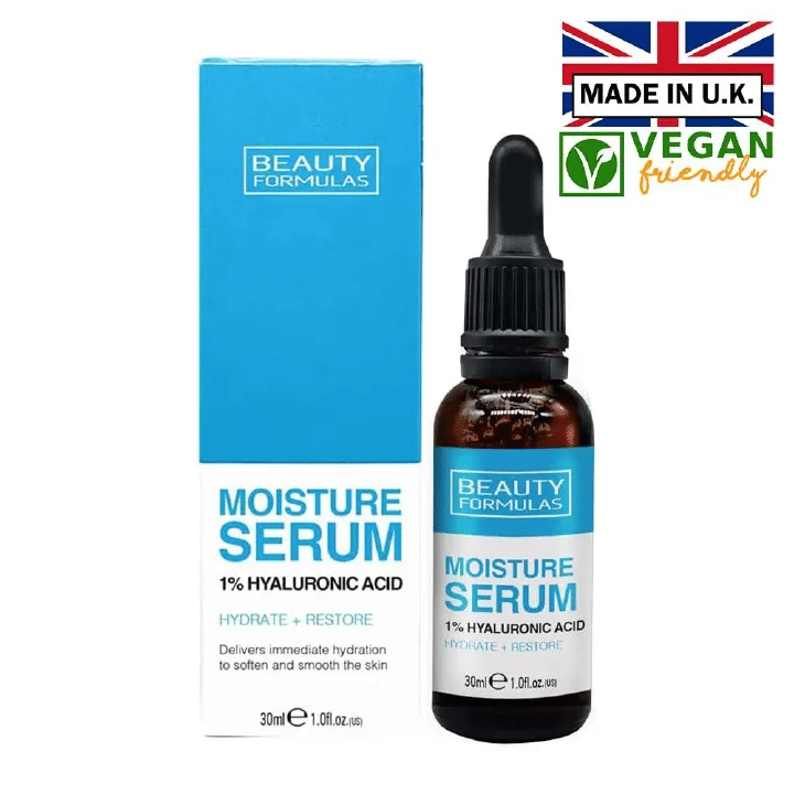 Beauty Formulas 1% Hyaluronic Acid Moisture Serum Hydrate Restore Vegan 30ml