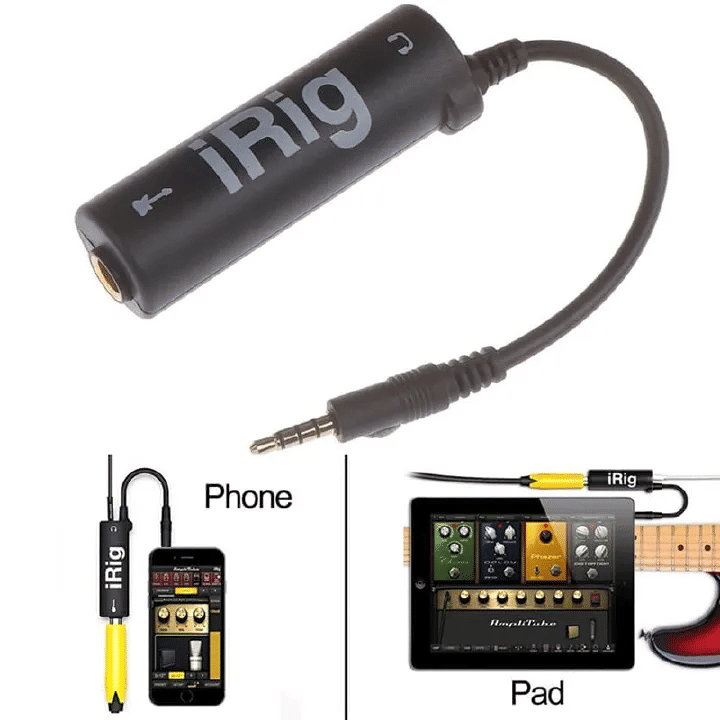 Audio Guitar Interface AMP I-Rig Converter Adapter for Phone Guitar Tuner Lightweight for iPhone iPad Android Smartphones Tablet iRig