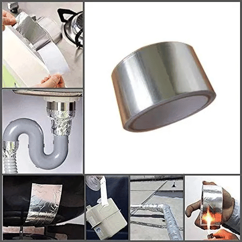 Aluminum Foil Tape 48mm x 20m Self-Adhesive High Temperature Silver Thermal Conductivity HVAC Sealing Hot Cold Air Duct for Pipe Metal Repair Refrigerator Freezer