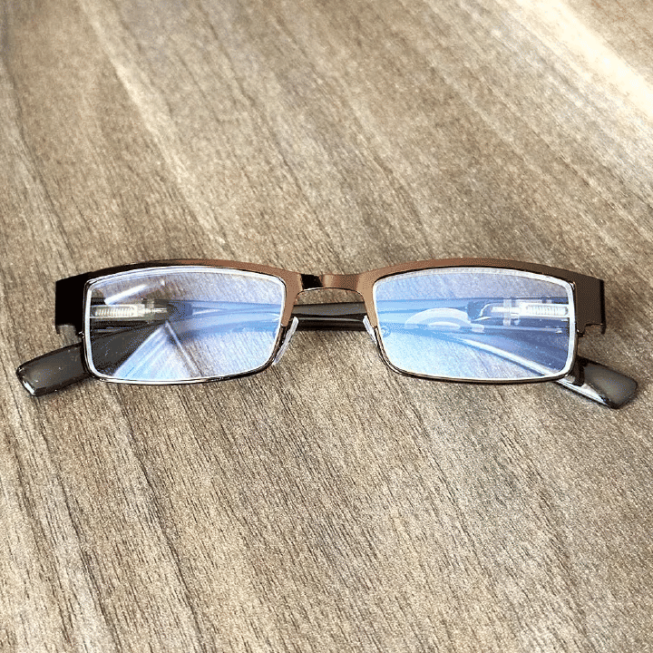 Rectangle Brown Frame Clear Lens Anti-Glare Computer Blue Light Blocking Unisex Glasses Metal PC Arms Spring Hinge Obama