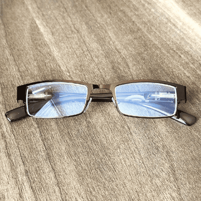 Rectangle Brown Frame Clear Lens Anti-Glare Computer Blue Light Blocking Unisex Glasses Metal PC Arms Spring Hinge Obama