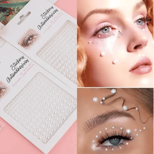 165pcs Mix 3/4/5/6mm Self-Adhesive Pearl Face Stickers Half Round Acrylic Sheet for Hair Makeup Nail DIY Craft Jewelry