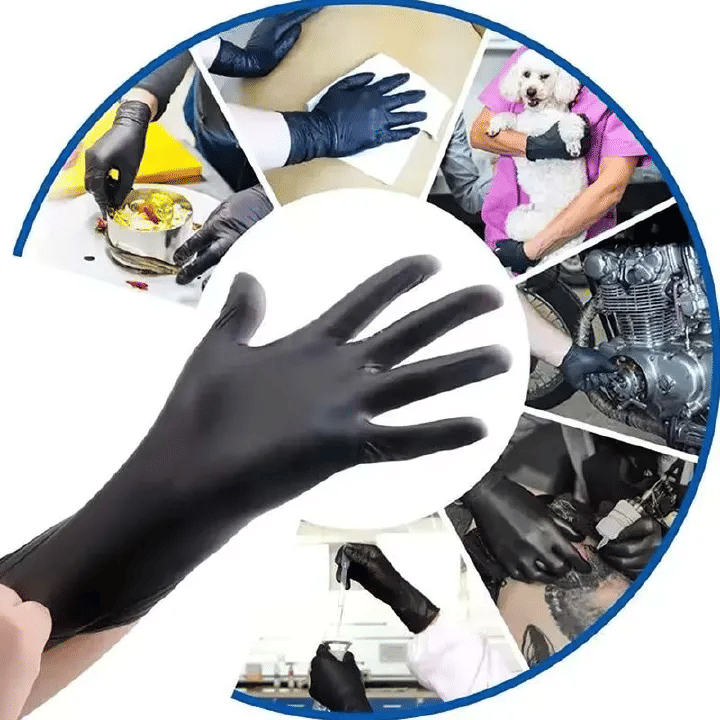 100-Pack Black Disposable Gloves Ambidextrous Synthetic Latex-Free For Tattoo Household Kitchen Cleaning Food Powder-Free