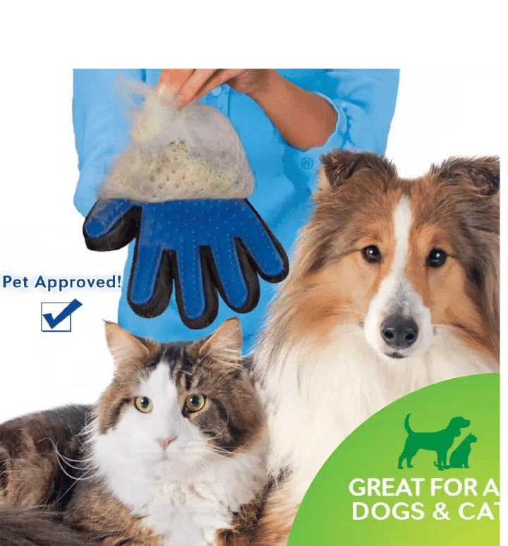 Pet Grooming Gloves Soft TPR Silicone Rubber Hair Removal Mitts for Cats Dogs Deshedding Massaging Cleaning with Comfortable Handle for Horse Rabbit