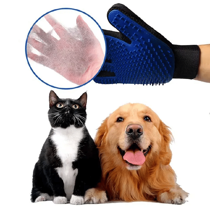 Pet Grooming Gloves Soft TPR Silicone Rubber Hair Removal Mitts for Cats Dogs Deshedding Massaging Cleaning with Comfortable Handle for Horse Rabbit