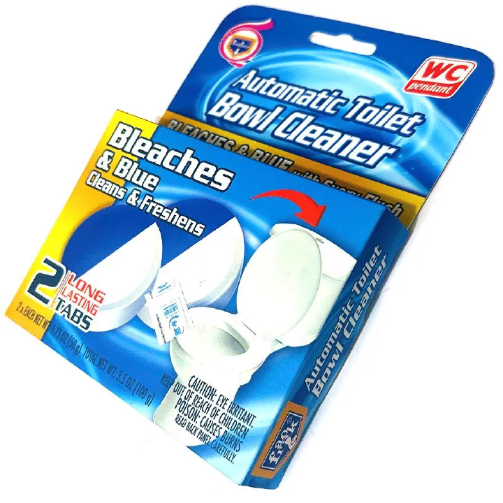 2 Long Lasting Automatic Toilet Bowl Cleaner Tabs Bleaches Blue Cleans Freshens