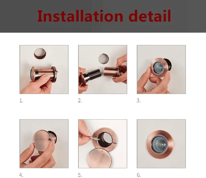 Safety Door Viewer Red Bronze 220° Peephole Security Anti-Theft Cat Eye Wide Angle Peek with Heavy Duty Rotating Privacy Cover for Home Office Hotel 26mm