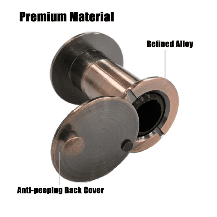 Safety Door Viewer Red Bronze 220° Peephole Security Anti-Theft Cat Eye Wide Angle Peek with Heavy Duty Rotating Privacy Cover for Home Office Hotel 26mm