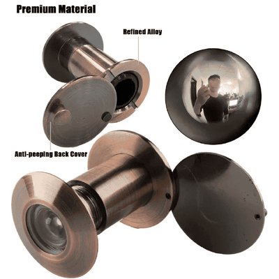 Safety Door Viewer Red Bronze 220° Peephole Security Anti-Theft Cat Eye Wide Angle Peek with Heavy Duty Rotating Privacy Cover for Home Office Hotel 26mm