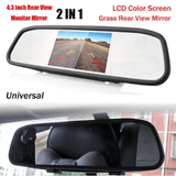 4.3 Inch Car Rearview Mirror Monitor LCD Screen 12V Universal Clip-On for Backup Camera Media Player Safety Driving 2-Way RCA Input