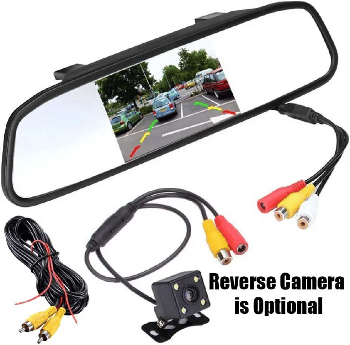 4.3 Inch Car Rearview Mirror Monitor LCD Screen 12V Universal Clip-On for Backup Camera Media Player Safety Driving 2-Way RCA Input