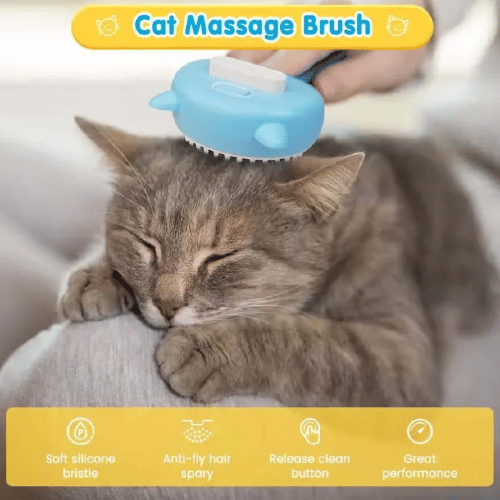 Pet Mist Spray Massage Comb Cat Brush USB Rechargeable Steamy Shedding Grooming with Water Tank