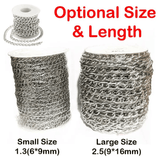 Aluminium Curb Chain Roll Thick Twisted Links Silver Metal Craft Spool for Handbag Jewelry Making Necklace Bracelet DIY Crafts Findings Supplies