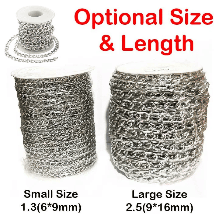 Aluminium Curb Chain Roll Thick Twisted Links Silver Metal Craft Spool for Handbag Jewelry Making Necklace Bracelet DIY Crafts Findings Supplies