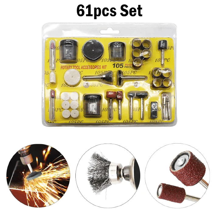 61-Piece Rotary Tool Accessory Set Sanding Grinding Polishing Cutting Kit 1/8" Shank