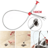160cm Drain Clog Remover Flexible Grabber Pickup Tool Extra Long Plumber's Snake Sink Drainage Unblocker Hair Hook Claw Wire for Kitchen Sink Bathroom Tub Toilet Drains Block