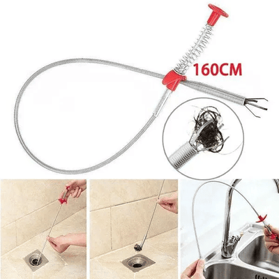 160cm Drain Clog Remover Flexible Grabber Pickup Tool Extra Long Plumber's Snake Sink Drainage Unblocker Hair Hook Claw Wire for Kitchen Sink Bathroom Tub Toilet Drains Block