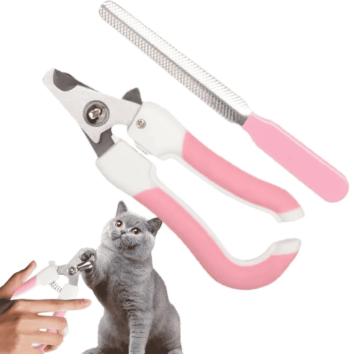 2pcs Cat Claw Clippers + File Set Metal Puppy Professional Safe Nail Clipper for Birds, Hedgehogs, Cats, Kittens, Dogs