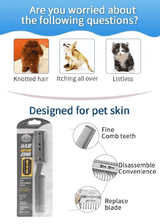 3-in-1 Cat Dog Hair Cutter Grooming Blade Pet Razor Comb + Extra Blades Fur Shaper Cutting Thinning Manual Dual-End Hair Trimmer Styler