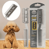 3-in-1 Cat Dog Hair Cutter Grooming Blade Pet Razor Comb + Extra Blades Fur Shaper Cutting Thinning Manual Dual-End Hair Trimmer Styler