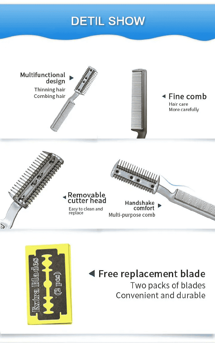 3-in-1 Cat Dog Hair Cutter Grooming Blade Pet Razor Comb with Extra Blades