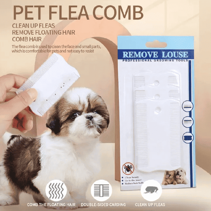 3-Pack Pet Flea Comb for Cats Dogs Fine Lice Nits Professional Grooming Double Sided Plastic Groomer