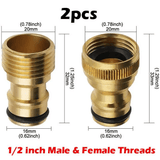 Brass Quick Connector Tap Garden Irrigation Faucet Nozzle Adapter 1/2 Inch Thread Connection for Hose Washing Machine Fittings 2-Pack