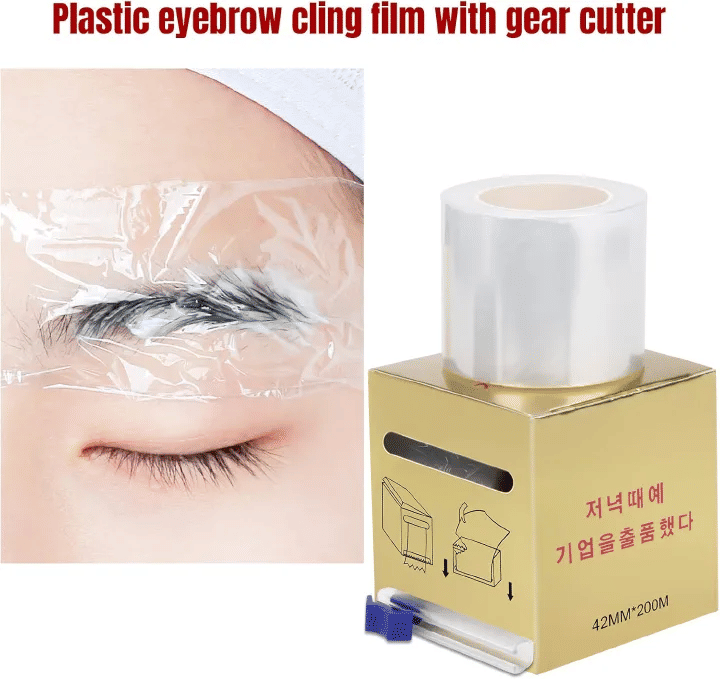 42mm x 200m Professional Microblading Plastic Cling Film Disposable Tattoo Wrap Transparent Preservative Roll for Eyebrow Lip Eyeliner Permanent Makeup Lash Perm Cover Tape