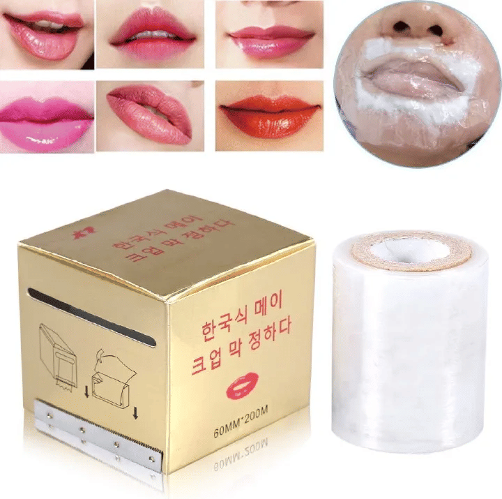 42mm x 200m Professional Microblading Plastic Cling Film Disposable Tattoo Wrap Transparent Preservative Roll for Eyebrow Lip Eyeliner Permanent Makeup Lash Perm Cover Tape