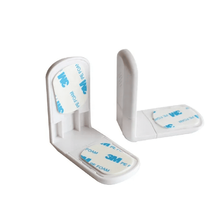 4 Pack Child Safety Cupboard Locks Baby Proof Corner Lock for Cabinet Drawer Refrigerator White