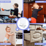 4 Pack Child Safety Cupboard Locks Baby Proof Corner Lock for Cabinet Drawer Refrigerator White