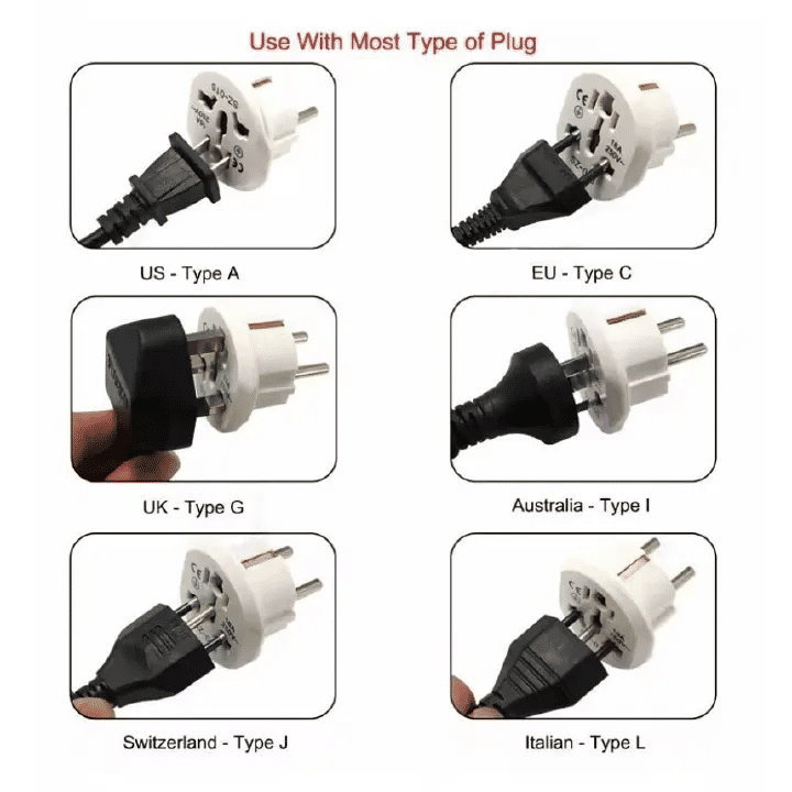 Universal EU Plug European Travel Wall Power Adapter Outlet 2 Round Input Pin Multiplug Socket Electrical Converter UAE USA EU UK AU CN to KSA Germany Adaptor for Business Trip Holiday Hotel