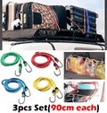 3pcs Bungee Cord Set Luggage Straps Elastic With Hooks Rope for Car Motorcycle Bike Travel Camping Hiking Universal Rubber Tensioner Luggage Racks Heavy Duty Cart Caravan Bag Roof