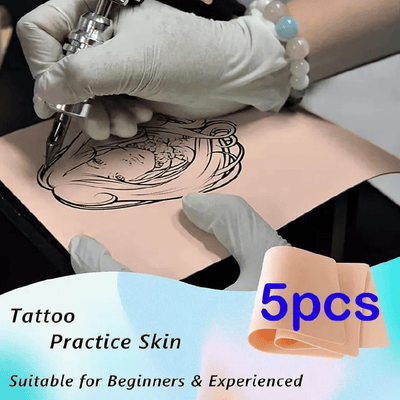 5-Piece Blank Tattoo Practice Skin Double-Sided Soft Stretchable Silicone for Microblading Eyebrow Beginners and Experienced Artists Supplies Kit