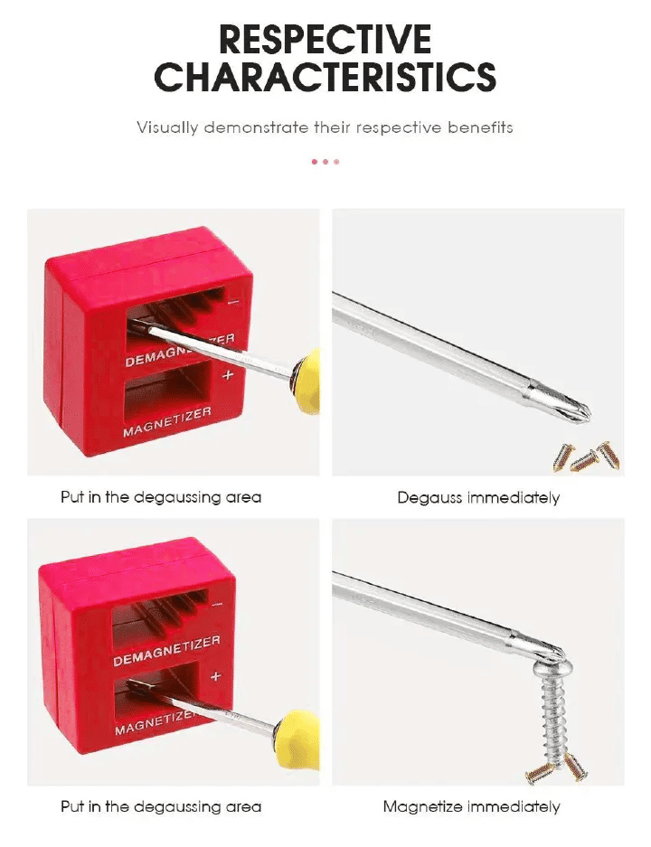 2-in-1 Screwdriver Magnetizer Demagnetizer Tool for Bits Sockets Nails Drivers