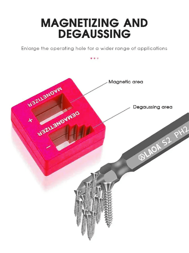 2-in-1 Screwdriver Magnetizer Demagnetizer Tool for Bits Sockets Nails Drivers