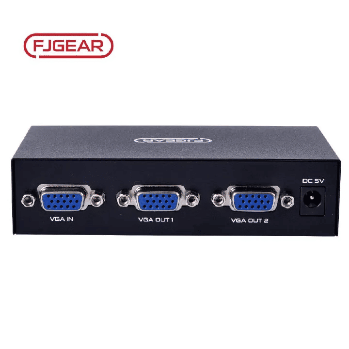 FJGEAR 2-Port VGA HD Splitter 200MHz 1 Input 2 Output 1920x1440 Resolution