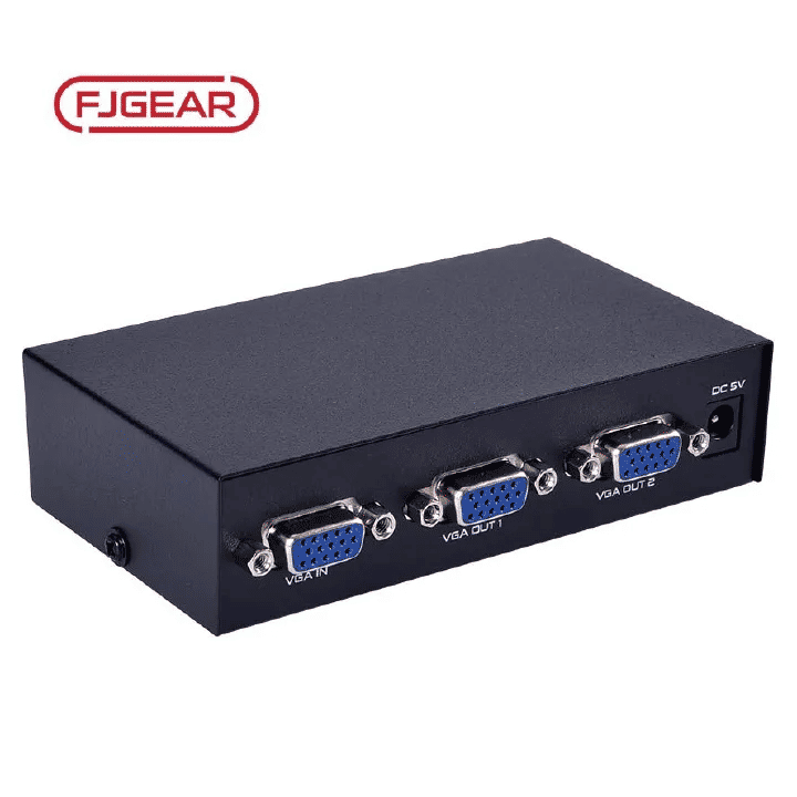 FJGEAR 2-Port VGA HD Splitter 200MHz 1 Input 2 Output 1920x1440 Resolution