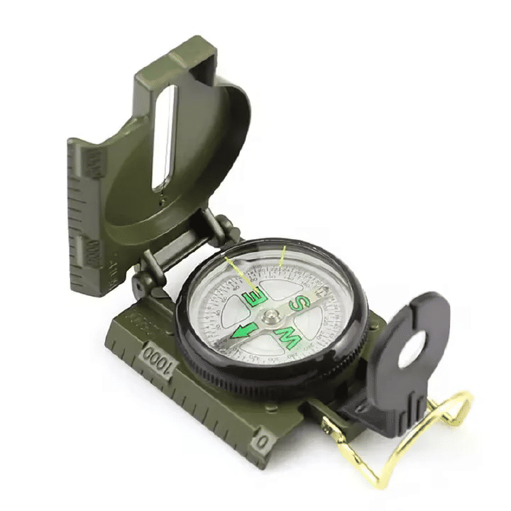Lensatic Military Compass Portable Army Green Sighting Camping Hiking Guide Style Survival Marching Pointing Guider Phosphorescent Navigation Direction Protector