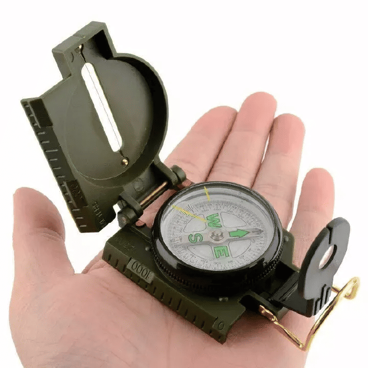 Lensatic Military Compass Portable Army Green Sighting Camping Hiking Guide Style Survival Marching Pointing Guider Phosphorescent Navigation Direction Protector