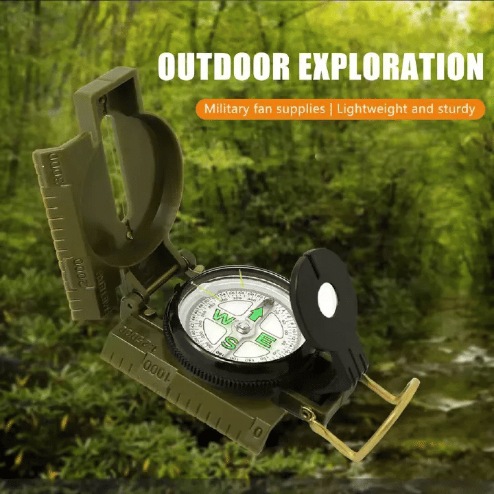 Lensatic Military Compass Portable Army Green Sighting Camping Hiking Guide Style Survival Marching Pointing Guider Phosphorescent Navigation Direction Protector