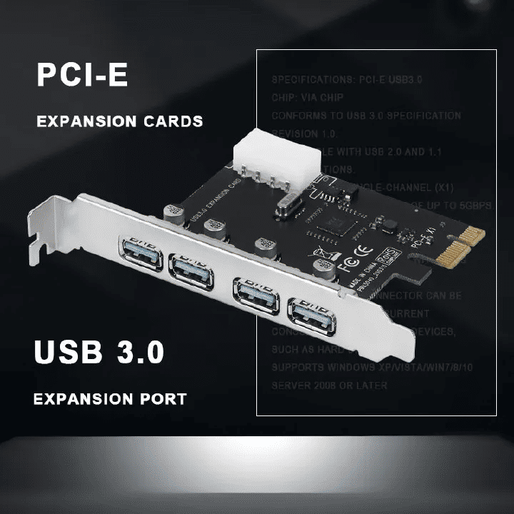 4 Ports USB 3.0 PCI-E Expansion Card Super Speed 5Gbps Adapter for PC