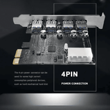 4 Ports USB 3.0 PCI-E Expansion Card Super Speed 5Gbps Adapter for PC