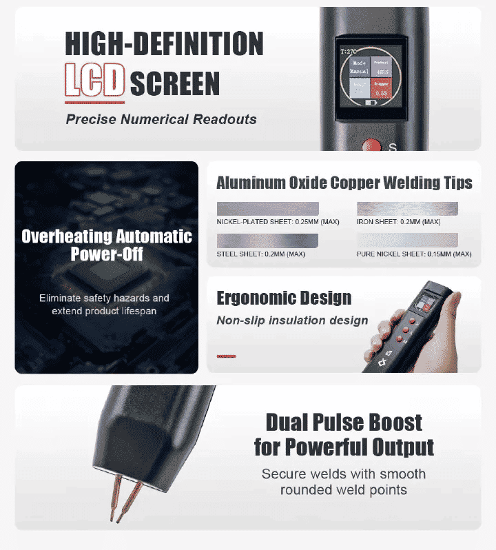 Handheld Spot Welder DIY Color Screen Manual/Automatic Dual-Mode Machine for 18650 Battery Nickel Strip
