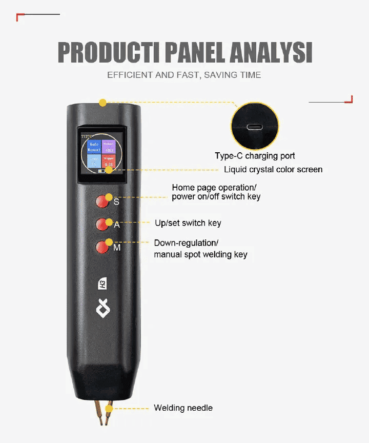 Handheld Spot Welder DIY Color Screen Manual/Automatic Dual-Mode Machine for 18650 Battery Nickel Strip