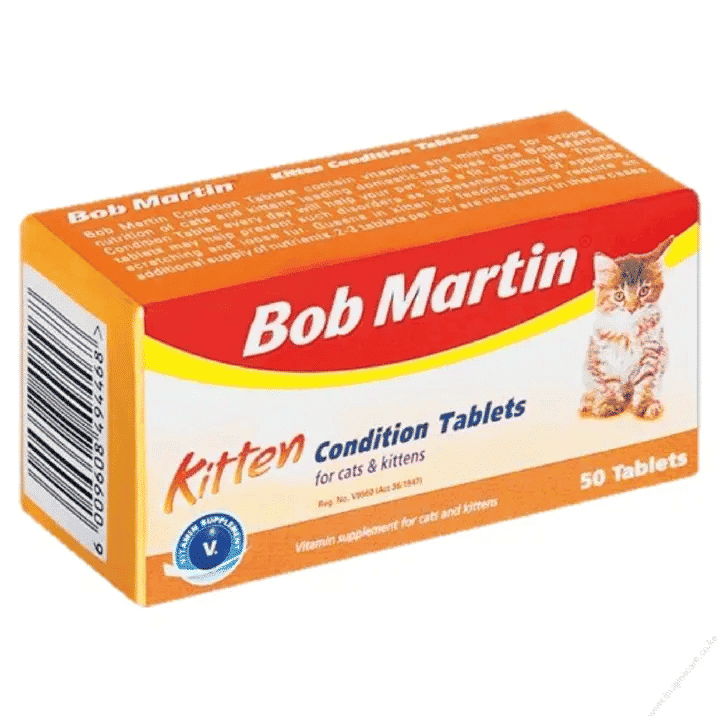50 Condition Tablets for Cats and Kittens Vitamin A B D E Supplements