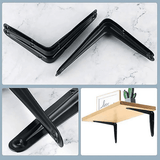 2-Piece Heavy Duty Steel L Brackets for Shelves Wall Mounted Angle Corner Brace Black